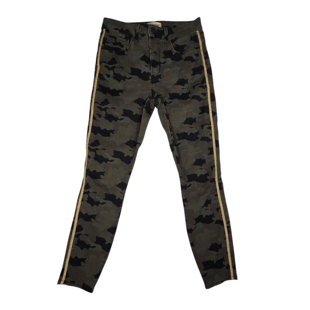 L'Agence Jeans Womens Sz 25 Green Camo Margot Skinny High Rise Stone Slim Gold
